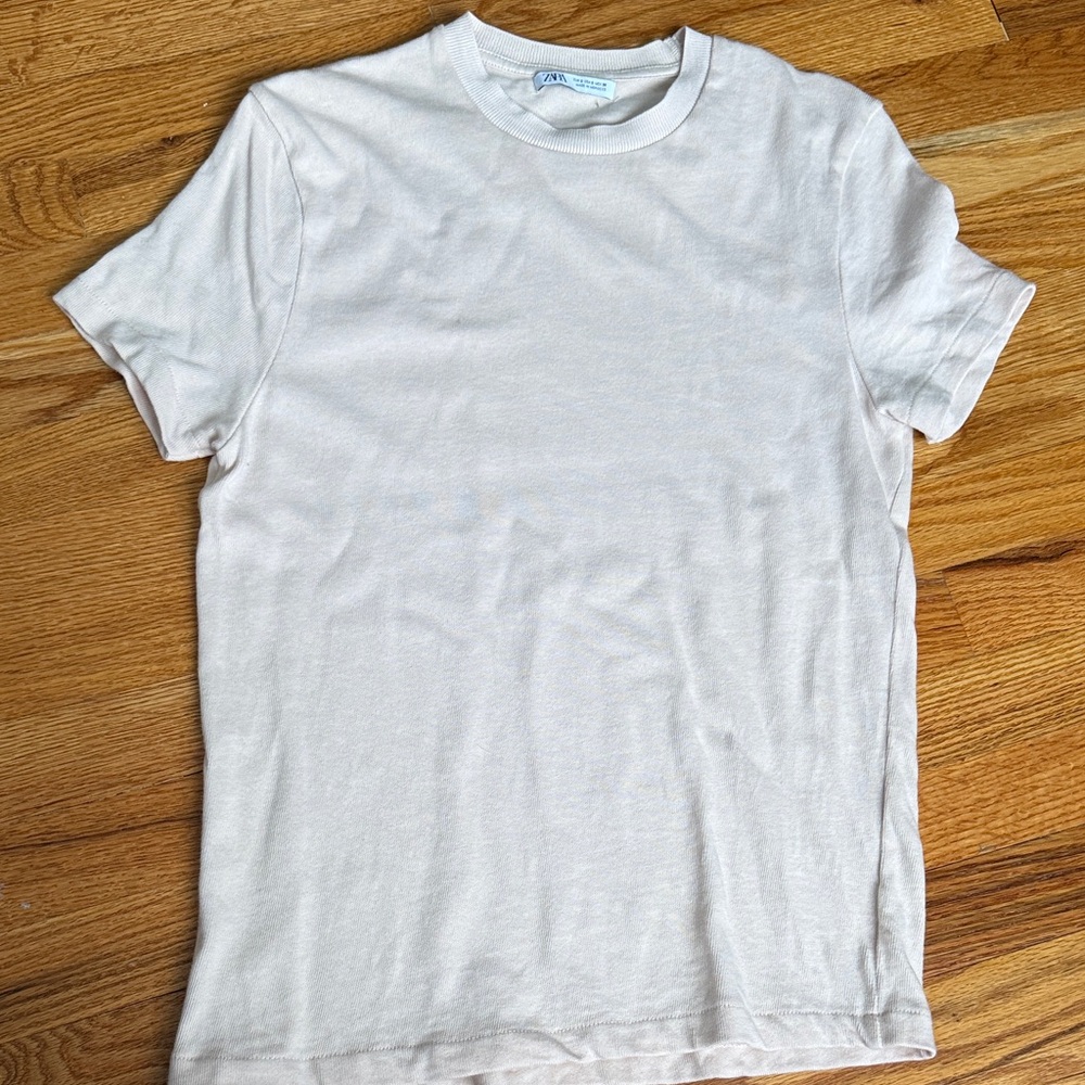Men's Zara Pink/Cream T-Shirt